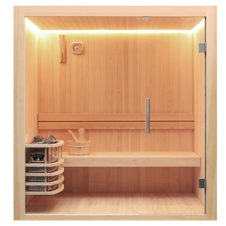 Sauna-E1803 Sauna E1803 Pinienholz und B1803 mit Holzrückwand